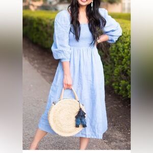 J. Crew small petite Linen Daydream Dress in Blue NWT